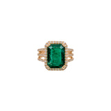helena 4.8ct emerald diamond halo ring with triple split shank