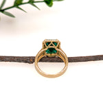 helena 4.8ct emerald diamond halo ring with triple split shank