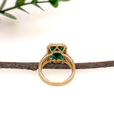helena 4.8ct emerald diamond halo ring with triple split shank
