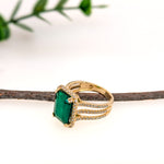 helena 4.8ct emerald diamond halo ring with triple split shank