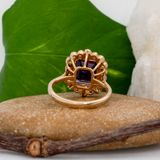 3.1ct Amethyst Ring w Earth Mined Diamonds in Solid 14K Yellow Gold EM 11x8mm