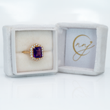 3.1ct Amethyst Ring w Earth Mined Diamonds in Solid 14K Yellow Gold EM 11x8mm