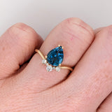 2ct London Topaz Ring w Earth Mined Diamonds in Solid 14k Yellow Gold Pear Shape 9x7mm