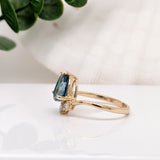 2ct London Topaz Ring w Earth Mined Diamonds in Solid 14k Yellow Gold Pear Shape 9x7mm