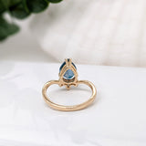 2ct London Topaz Ring w Earth Mined Diamonds in Solid 14k Yellow Gold Pear Shape 9x7mm