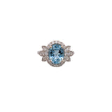 2ct Santa Maria Aquamarine Ring w Natural Diamonds in Solid 14K Gold Oval 10x8mm