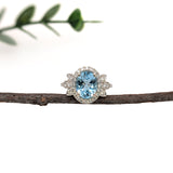 2ct Santa Maria Aquamarine Ring w Natural Diamonds in Solid 14K Gold Oval 10x8mm