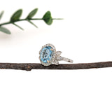 2ct Santa Maria Aquamarine Ring w Natural Diamonds in Solid 14K Gold Oval 10x8mm
