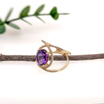 victorious violet amethyst 14k yellow gold split shank diamond ring