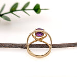 victorious violet amethyst 14k yellow gold split shank diamond ring