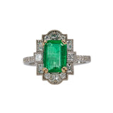 1.8ct Colombian Emerald Ring w Natural Diamond Accents in 14K Gold | EM 9x6mm