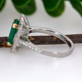 1.8ct Colombian Emerald Ring w Natural Diamond Accents in 14K Gold | EM 9x6mm