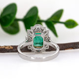 1.8ct Colombian Emerald Ring w Natural Diamond Accents in 14K Gold | EM 9x6mm