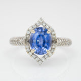 2.8ct Ceylon Sapphire Ring w Earth Mined Diamonds in Solid 14k Gold Oval 9x7mm