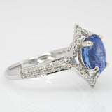 2.8ct Ceylon Sapphire Ring w Earth Mined Diamonds in Solid 14k Gold Oval 9x7mm