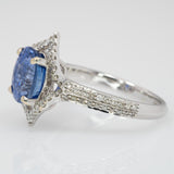 2.8ct Ceylon Sapphire Ring w Earth Mined Diamonds in Solid 14k Gold Oval 9x7mm
