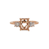 Beautiful Double Baguette Ring Semi Mount w Diamond Accents