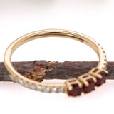 Stunning Rhodolite Garnet Band in 14k Solid Gold | Round 3mm | January Birthstone | Minimalist | Elegant | Simple Design