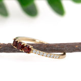 Stunning Rhodolite Garnet Band in 14k Solid Gold | Round 3mm | January Birthstone | Minimalist | Elegant | Simple Design