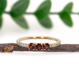Stunning Rhodolite Garnet Band in 14k Solid Gold | Round 3mm | January Birthstone | Minimalist | Elegant | Simple Design