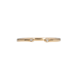Open Band Ring with Bezel Diamond Accents in Solid 14K Yellow Gold | Stackable Band Ring
