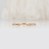 Open Band Ring with Bezel Diamond Accents in Solid 14K Yellow Gold | Stackable Band Ring
