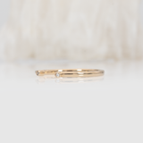 Open Band Ring with Bezel Diamond Accents in Solid 14K Yellow Gold | Stackable Band Ring