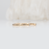 Open Band Ring with Bezel Diamond Accents in Solid 14K Yellow Gold | Stackable Band Ring