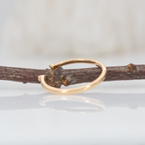Open Band Ring with Bezel Diamond Accents in Solid 14K Yellow Gold | Stackable Band Ring