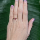 Open Band Ring with Bezel Diamond Accents in Solid 14K Yellow Gold | Stackable Band Ring