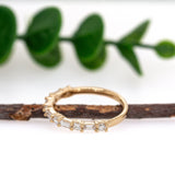 Baguette & Round Diamond Wedding Band 14k Solid Gold | Stackable | Nesting Band | Promise Band | April Birthstone | Art Deco Band | Custom