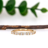 Baguette & Round Diamond Wedding Band 14k Solid Gold | Stackable | Nesting Band | Promise Band | April Birthstone | Art Deco Band | Custom