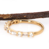 Baguette & Round Diamond Wedding Band 14k Solid Gold | Stackable | Nesting Band | Promise Band | April Birthstone | Art Deco Band | Custom