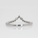 V Shape Shadow Band w Natural Diamonds in Solid 14K White Gold | Marquise Diamond | Unique Wedding Band | Crown | Tiara Ring | Stackable | Sizable