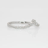 V Shape Shadow Band w Natural Diamonds in Solid 14K White Gold | Marquise Diamond | Unique Wedding Band | Crown | Tiara Ring | Stackable | Sizable