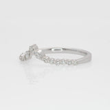 V Shape Shadow Band w Natural Diamonds in Solid 14K White Gold | Marquise Diamond | Unique Wedding Band | Crown | Tiara Ring | Stackable | Sizable