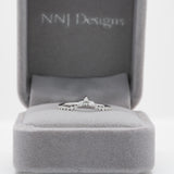 V Shape Shadow Band w Natural Diamonds in Solid 14K White Gold | Marquise Diamond | Unique Wedding Band | Crown | Tiara Ring | Stackable | Sizable