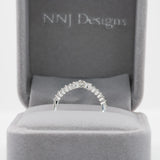 V Shape Shadow Band w Natural Diamonds in Solid 14K White Gold | Marquise Diamond | Unique Wedding Band | Crown | Tiara Ring | Stackable | Sizable