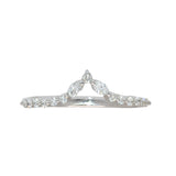 V Shape Shadow Band w Natural Diamonds in Solid 14K White Gold | Marquise Diamond | Unique Wedding Band | Crown | Tiara Ring | Stackable | Sizable