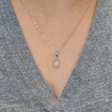 1.7ct Opal Solitaire Pendant in Solid 14k White Gold | Oval 10x8mm | October Birthstone