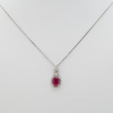 Elegant Ruby Pendant with Diamond Accents in Solid 14K Gold | Oval Earth-Mined Ruby Necklace for Women