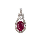 Elegant Ruby Pendant with Diamond Accents in Solid 14K Gold | Oval Earth-Mined Ruby Necklace for Women