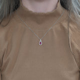 Elegant Ruby Pendant with Diamond Accents in Solid 14K Gold | Oval Earth-Mined Ruby Necklace for Women
