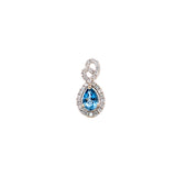 Aquamarine Pendant w Earth Mined Diamonds in Solid 14K White Gold Pear Shape 6x4mm