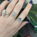 Jovana Solid 14k Gold  Aquamarine Ring with Natural Diamonds Accents, Oval 9x7mm