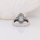 1.6ct Santa Maria Aquamarine Ring w Natural Diamonds in Solid 14K White Gold | Pear Shape 10x7mm | March Birthstone