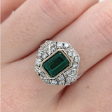 Bold Green Tourmaline Ring w Diamond Accents