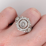Ring Semi Mount w Double Halo of Diamonds