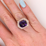 Statement Ring Semi Mount w a Halo of Diamonds & Milgrain Detail