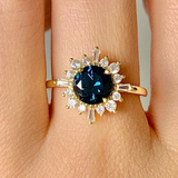 Aurora Collection | Baguette & Round Ring Semi Mount w Diamond Halo